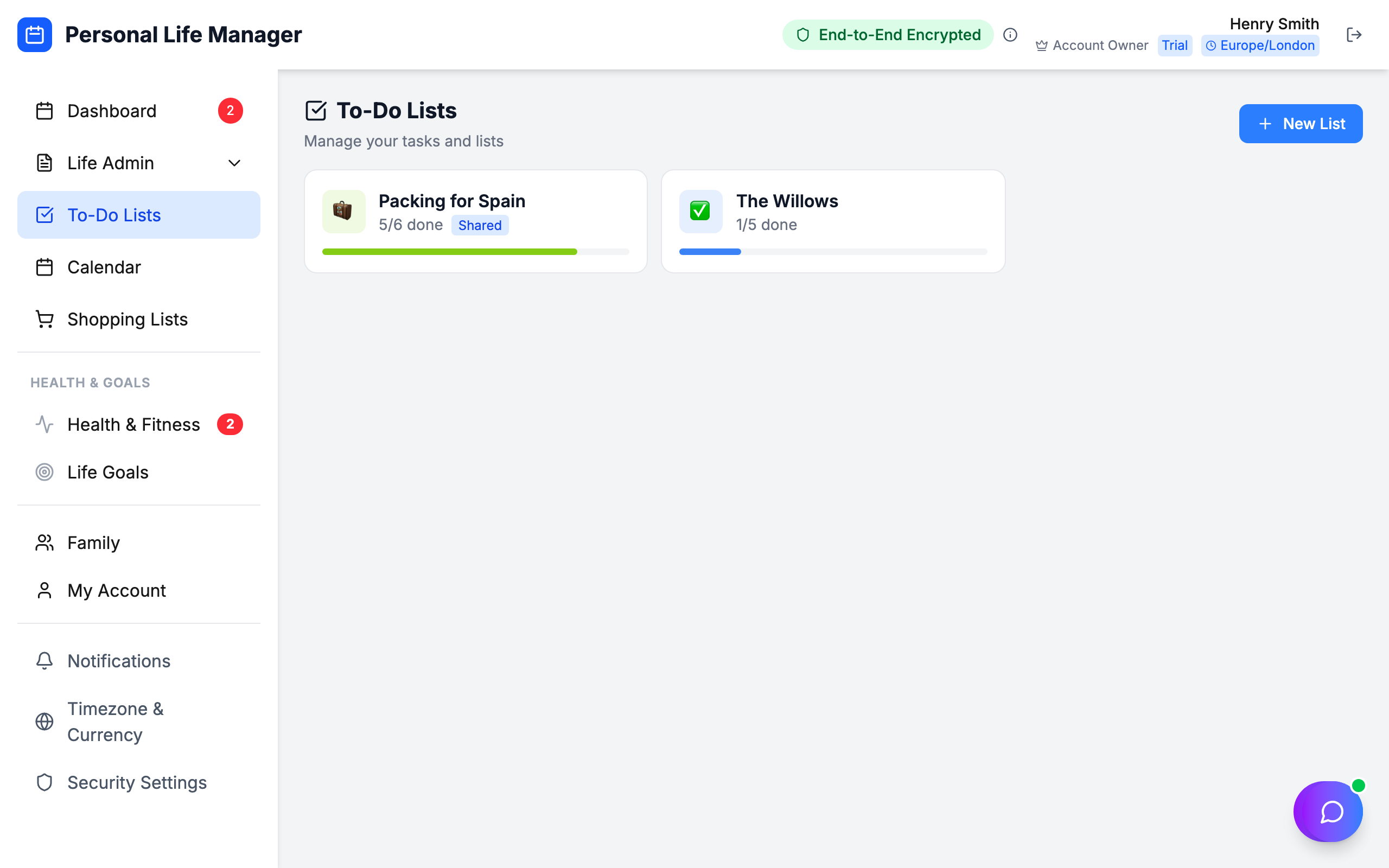 Family to-do lists with task assignments, priorities, and progress tracking